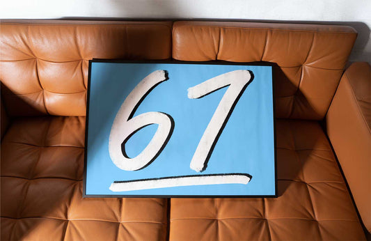 '67' Typography Art Print - Light Blue