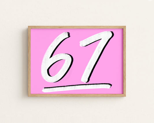 '67' Typography Art Print - Light Pink