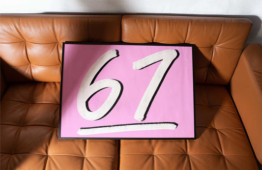 '67' Typography Art Print - Light Pink