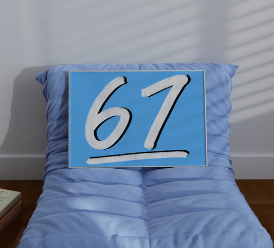 '67' Typography Art Print - Light Blue