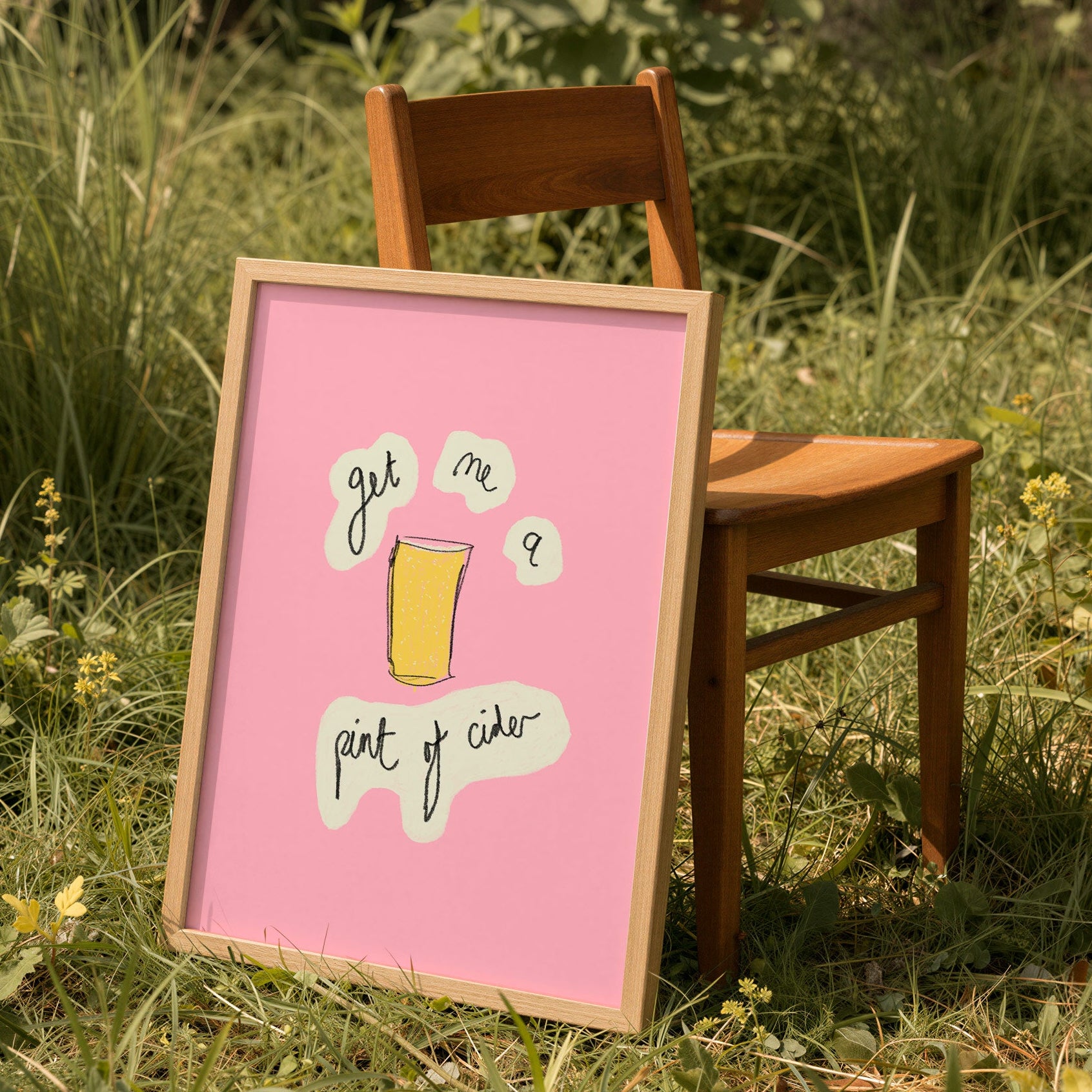 Get Me A Pint of Cider Art Print - Pink