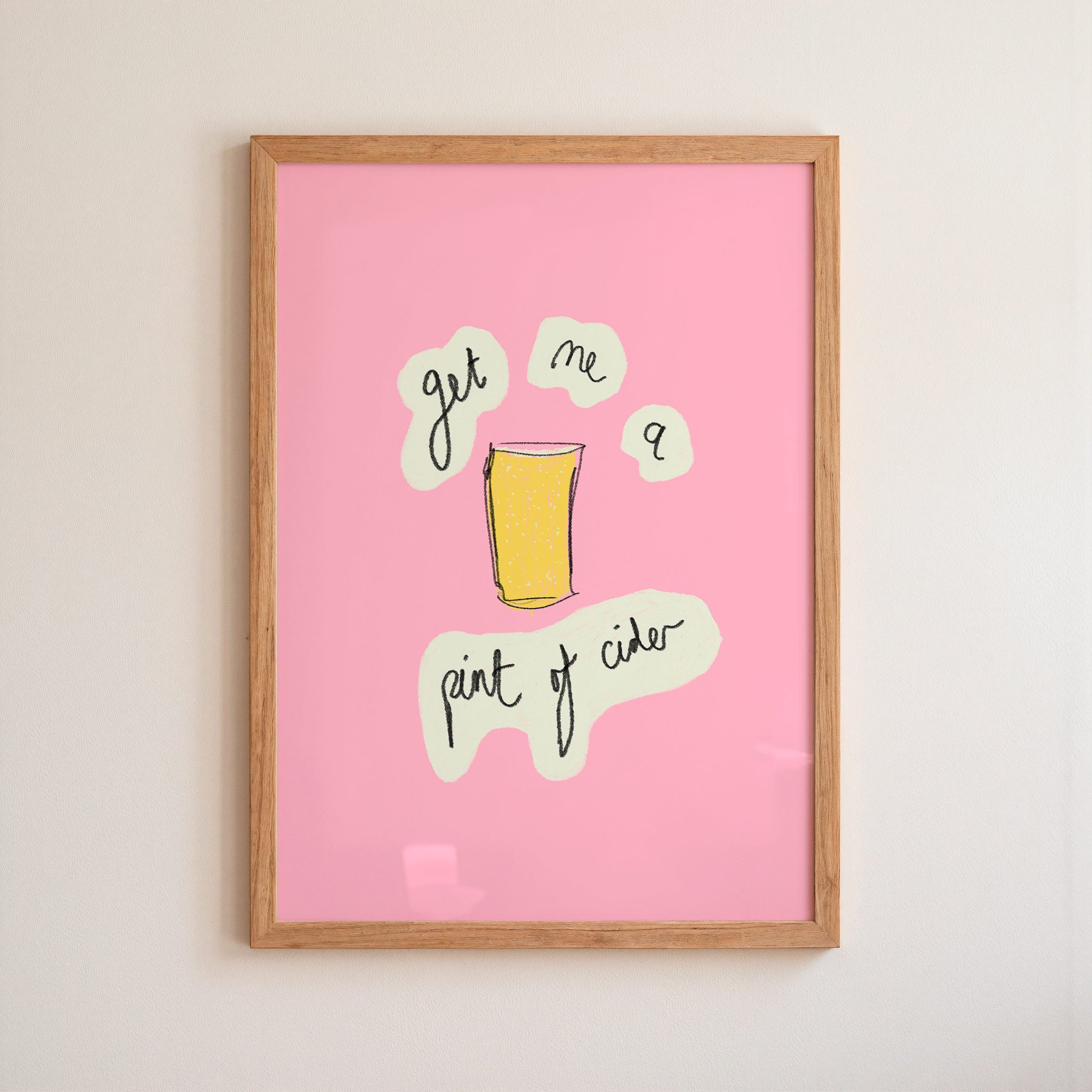 Get Me A Pint of Cider Art Print - Pink