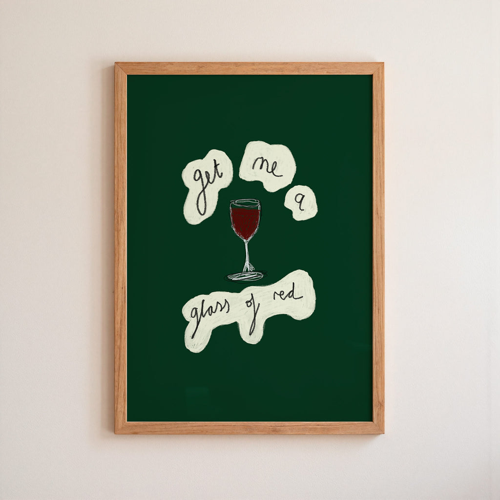 Get Me A Glass of Red Art Print - Bright Pink