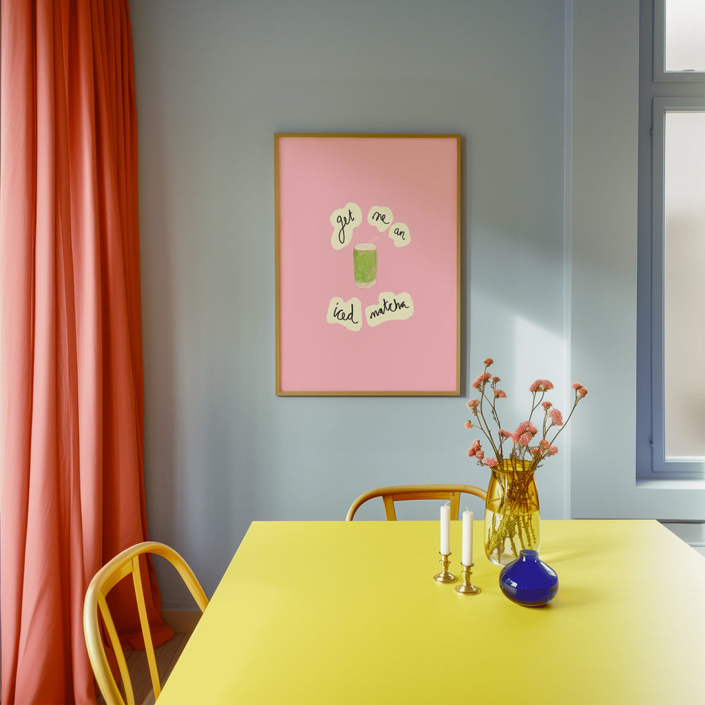 Get Me An Iced Matcha Art Print - Pink