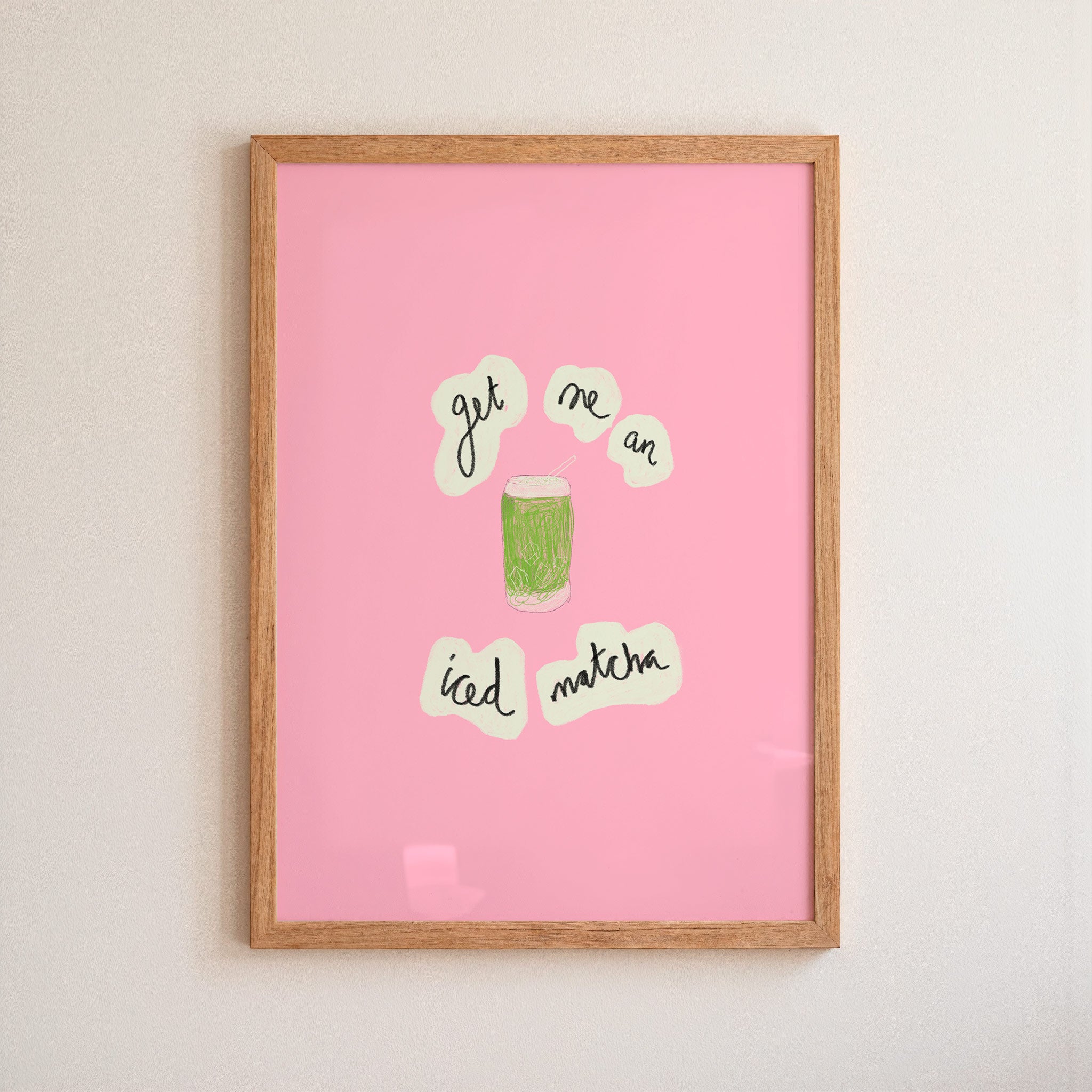 Get Me An Iced Matcha Art Print - Pink