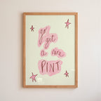 Go Get a Nice Pint Art Print - Blue and Cream