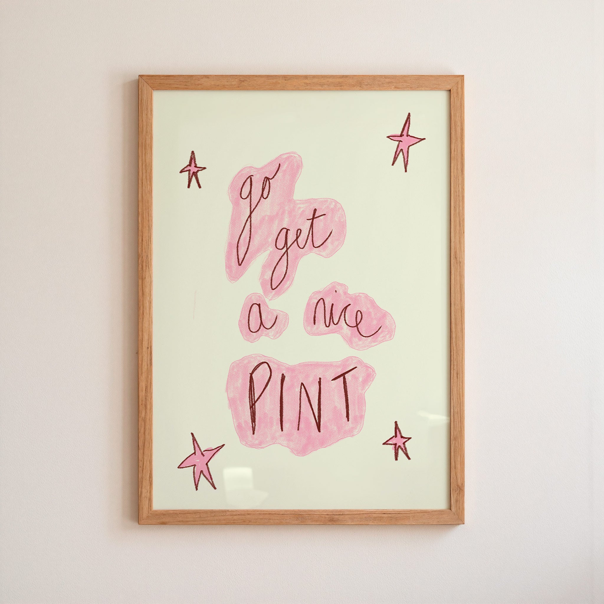 Go Get a Nice Pint Art Print - Blue and Cream