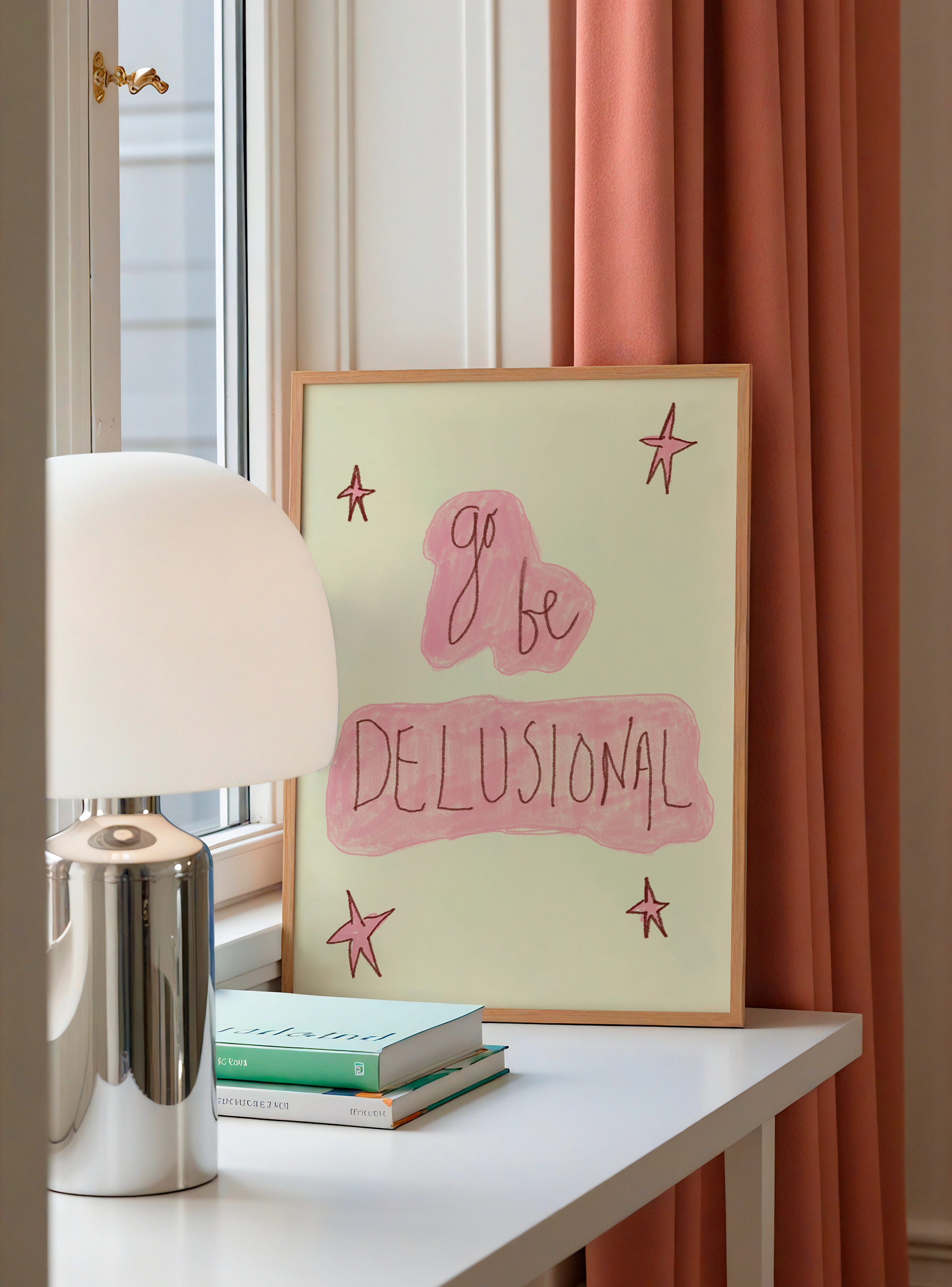 Go Be Delusional Art Print - Pinky Red and Cream