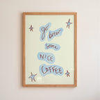 Go Brew Some Nice Coffee Art Print - Pinky Red