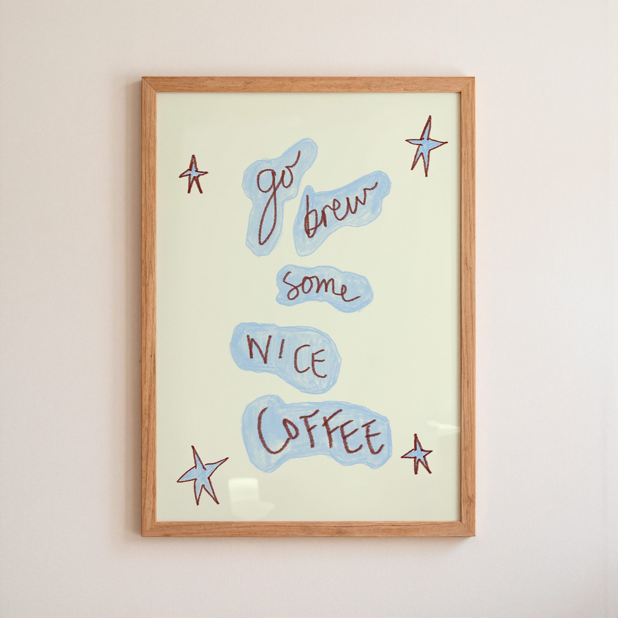 Go Brew Some Nice Coffee Art Print - Pinky Red