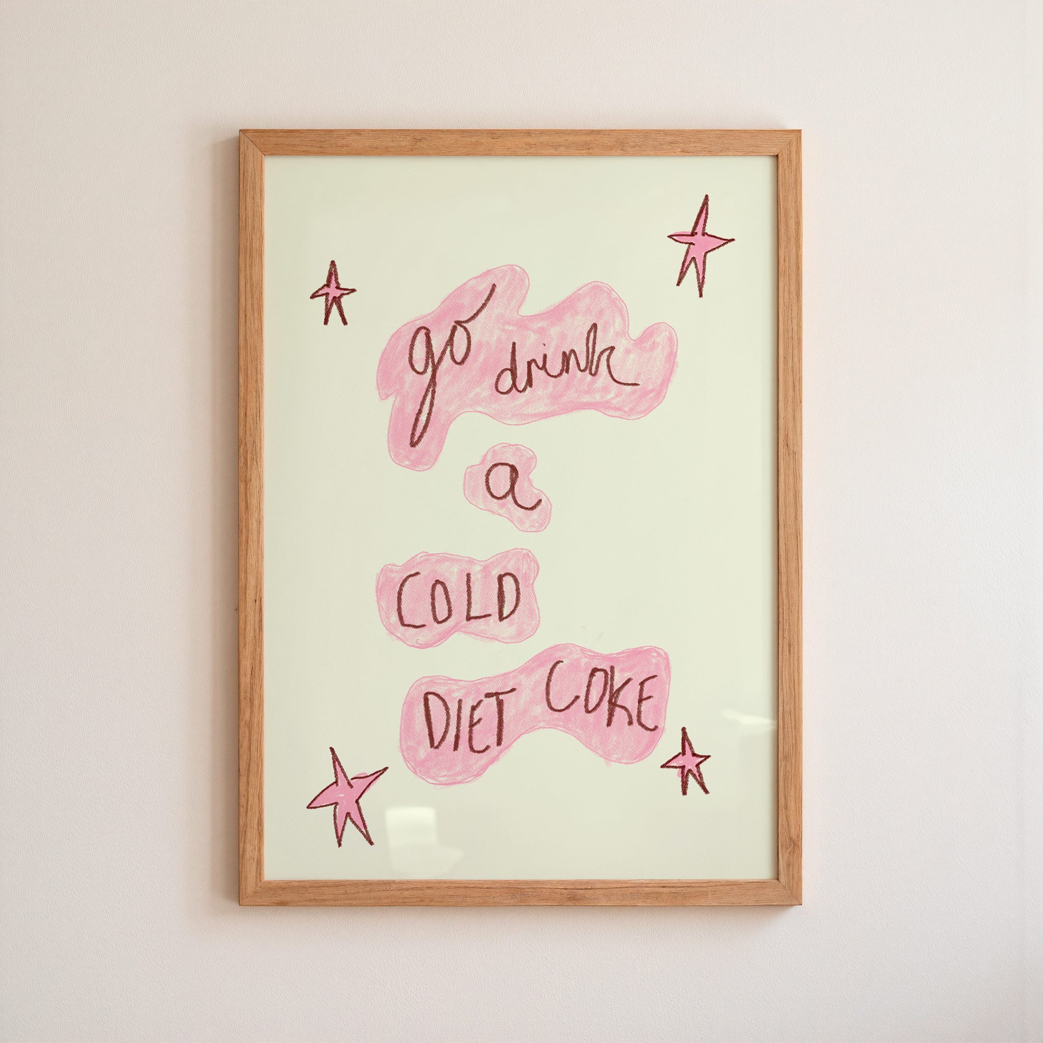 Go Drink a Cold Diet Coke Art Print - Blue