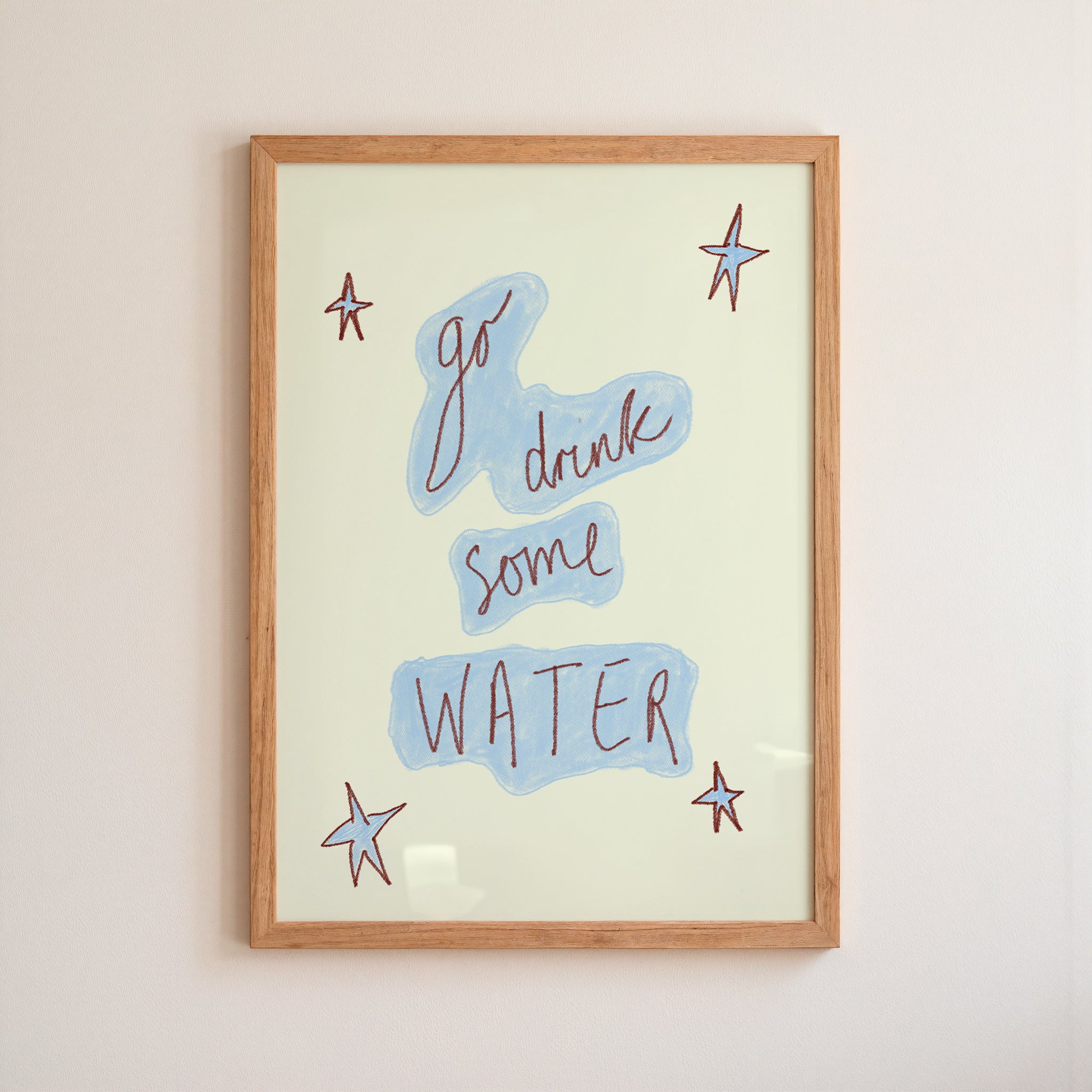 Go Drink Some Water Art Print - Pinky Red and Cream