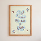 Go Eat a Nice Big Bag of Crisps Art Print - Blue