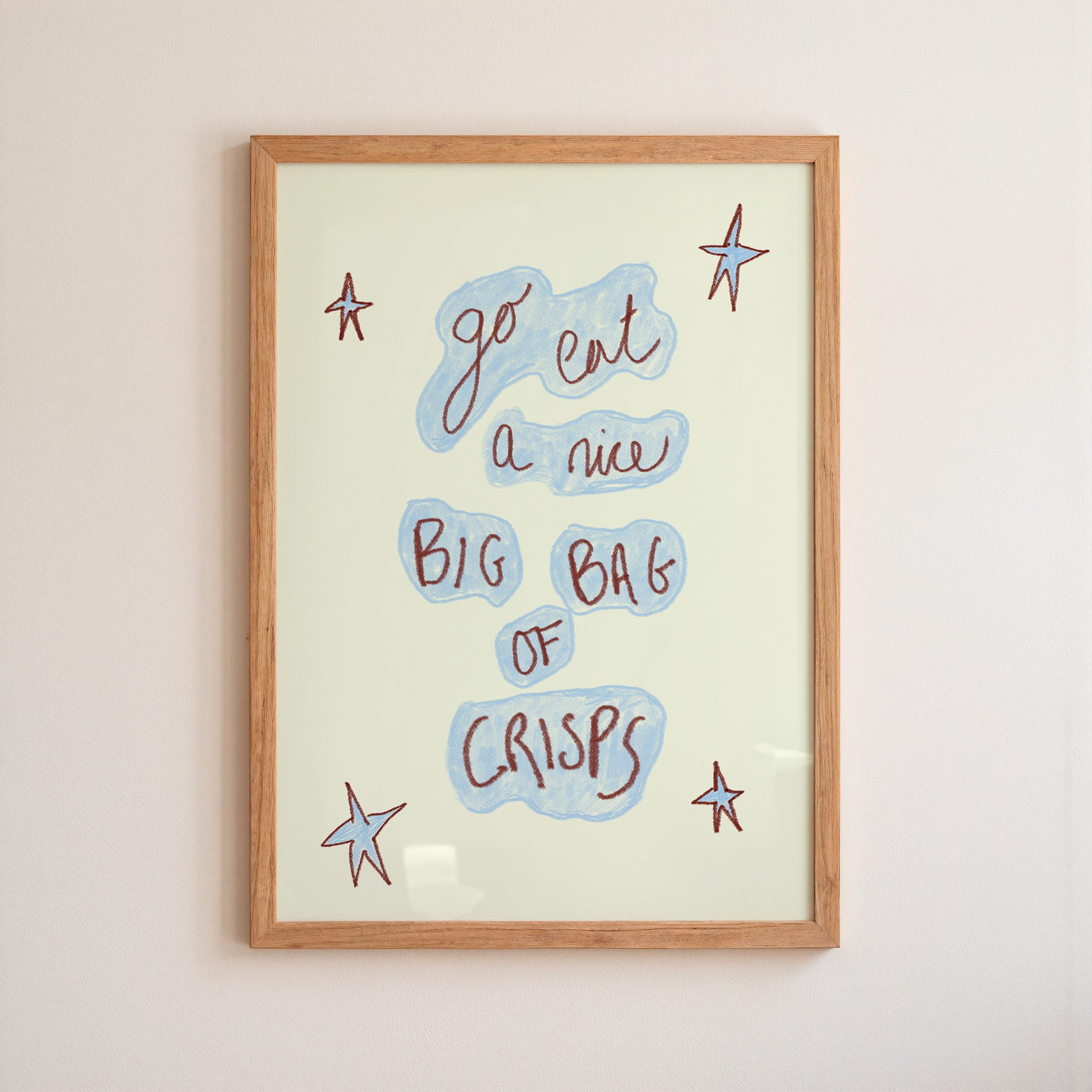 Go Eat a Nice Big Bag of Crisps Art Print - Pinky Red