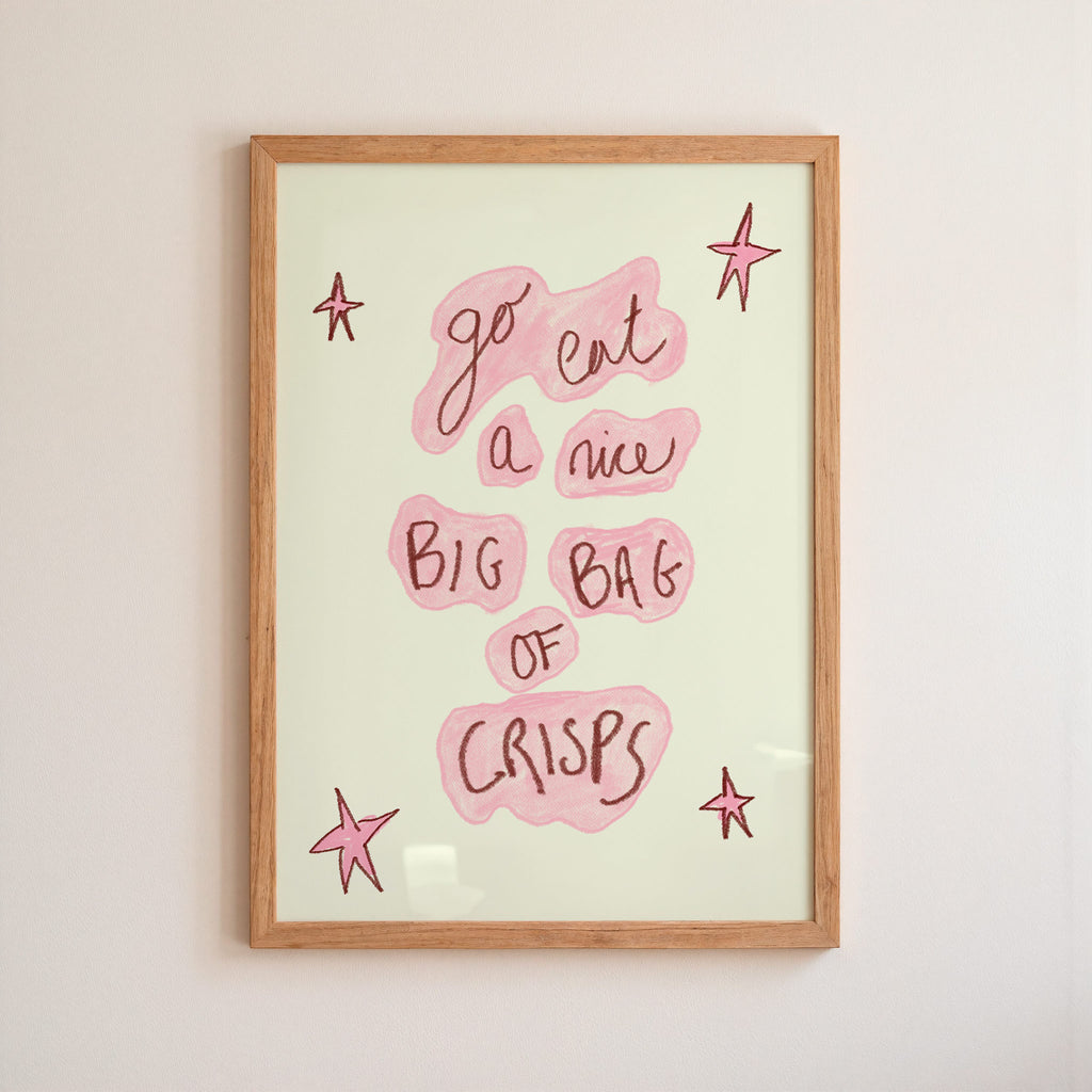 Go Eat a Nice Big Bag of Crisps Art Print - Blue