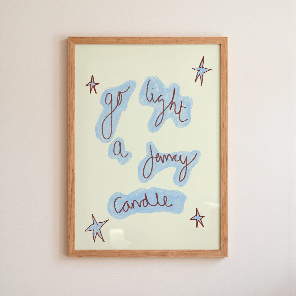 Go Light a Fancy Candle Art Print - Blue