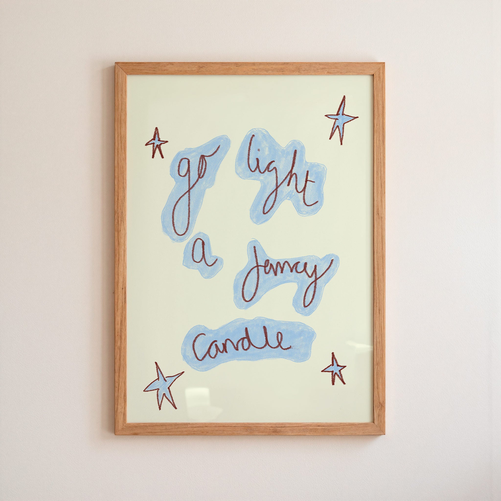 Go Light a Fancy Candle Art Print - Blue