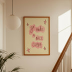 Go Make a Nice Cuppa Art Print - Blue and Cream