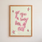 Go Open a Lovely Bottle of Red Art Print - Pinky Red