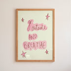 Go Outside and Breathe Art Print - Pinky Red and Cream