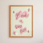 Go Read A Book Art Print - Pinky Red and Cream