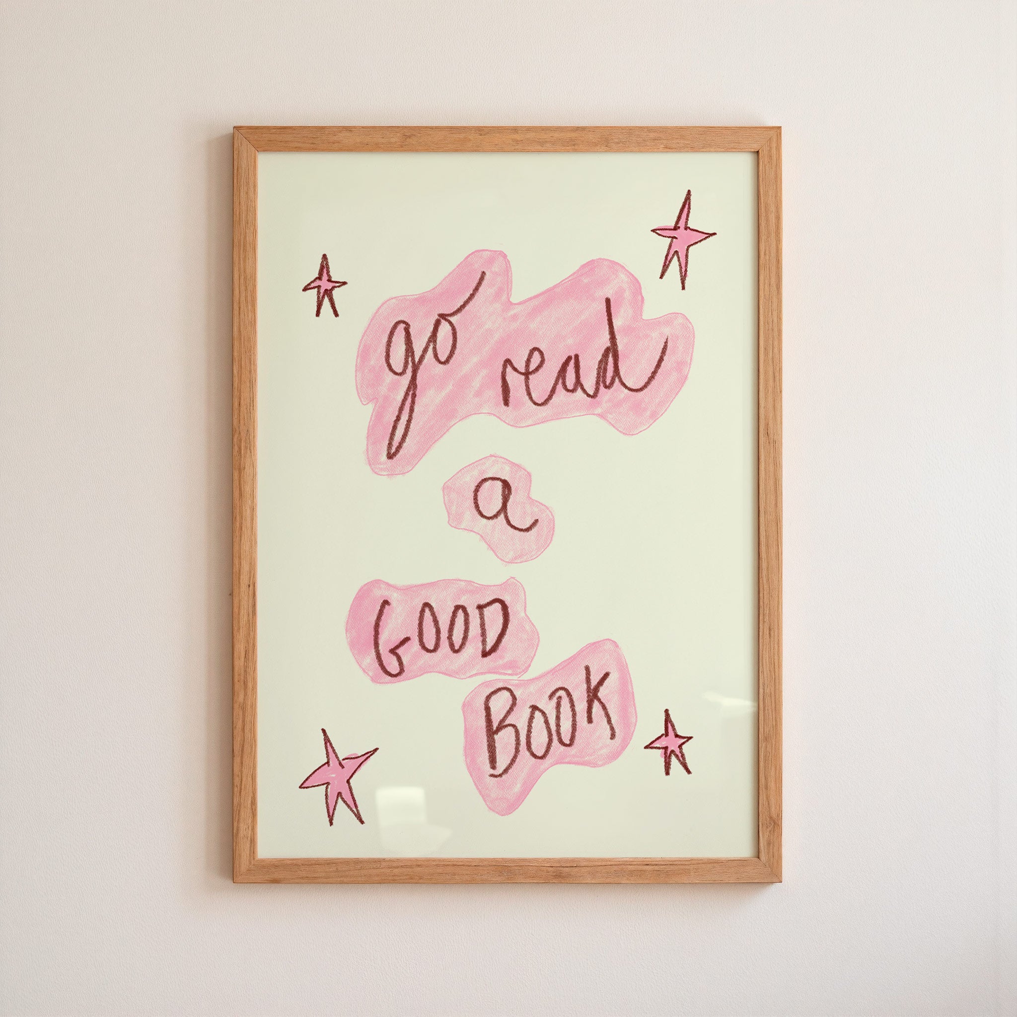 Go Read A Book Art Print - Pinky Red and Cream