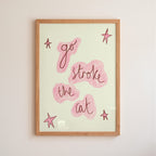 Go Stroke the Cat Art Print - Pinky Red