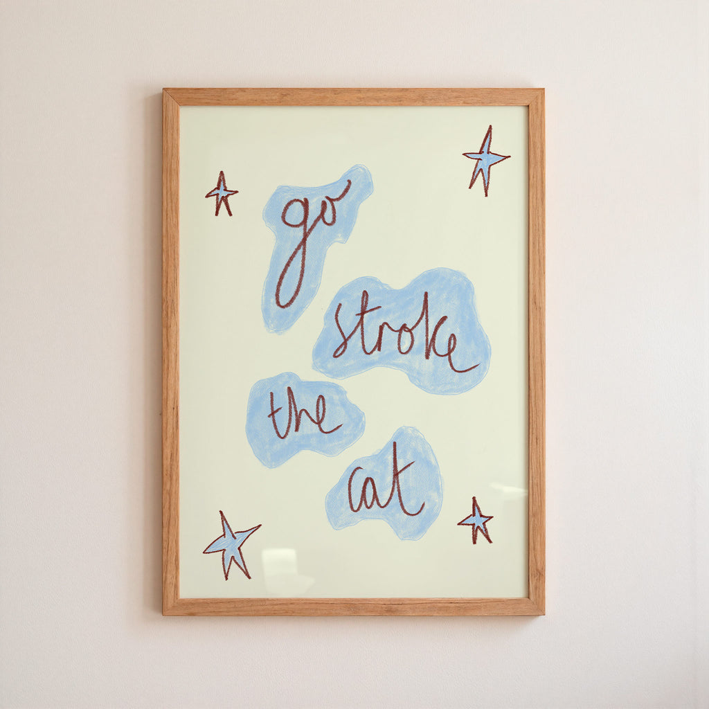 Go Stroke the Cat Art Print - Pinky Red