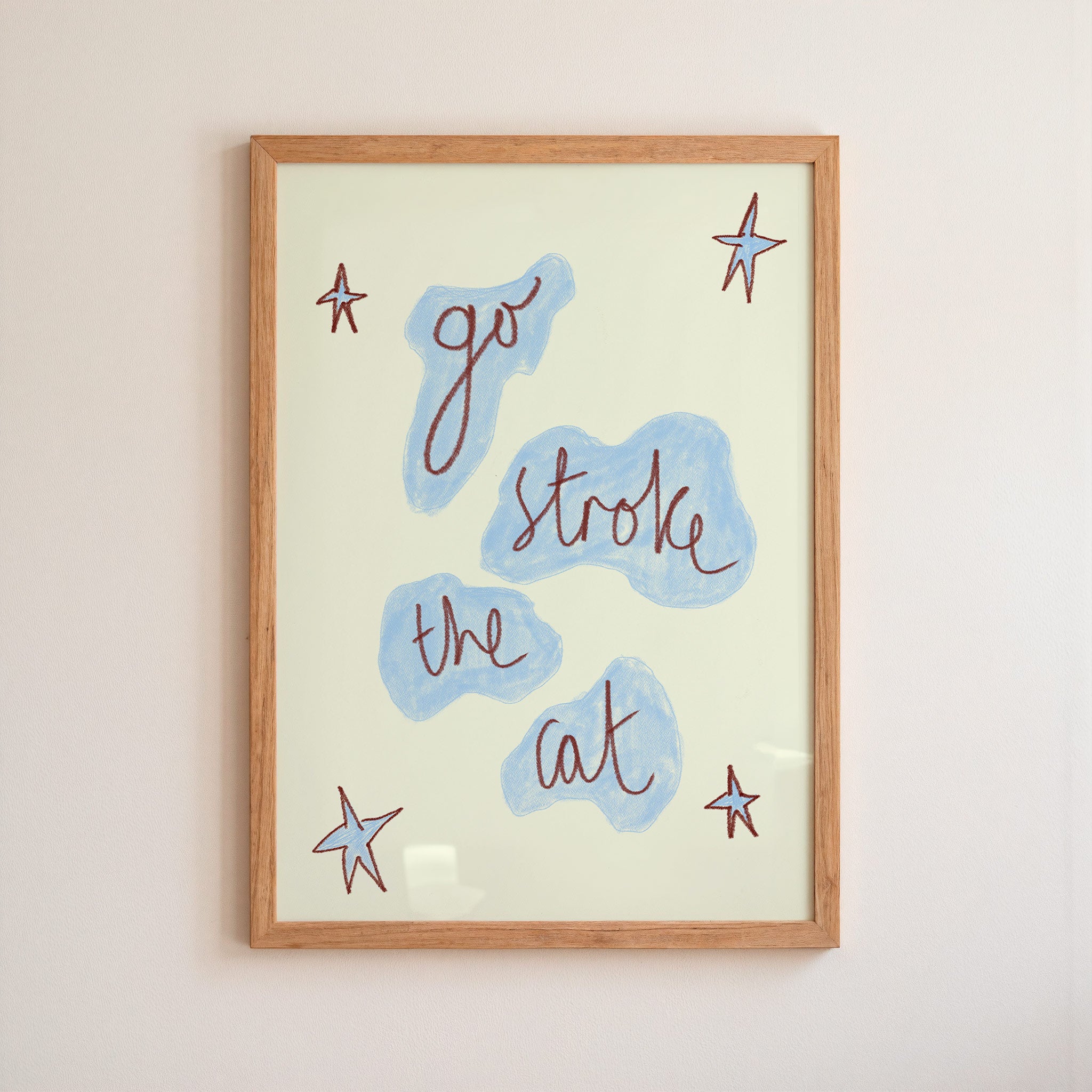 Go Stroke the Cat Art Print - Pinky Red