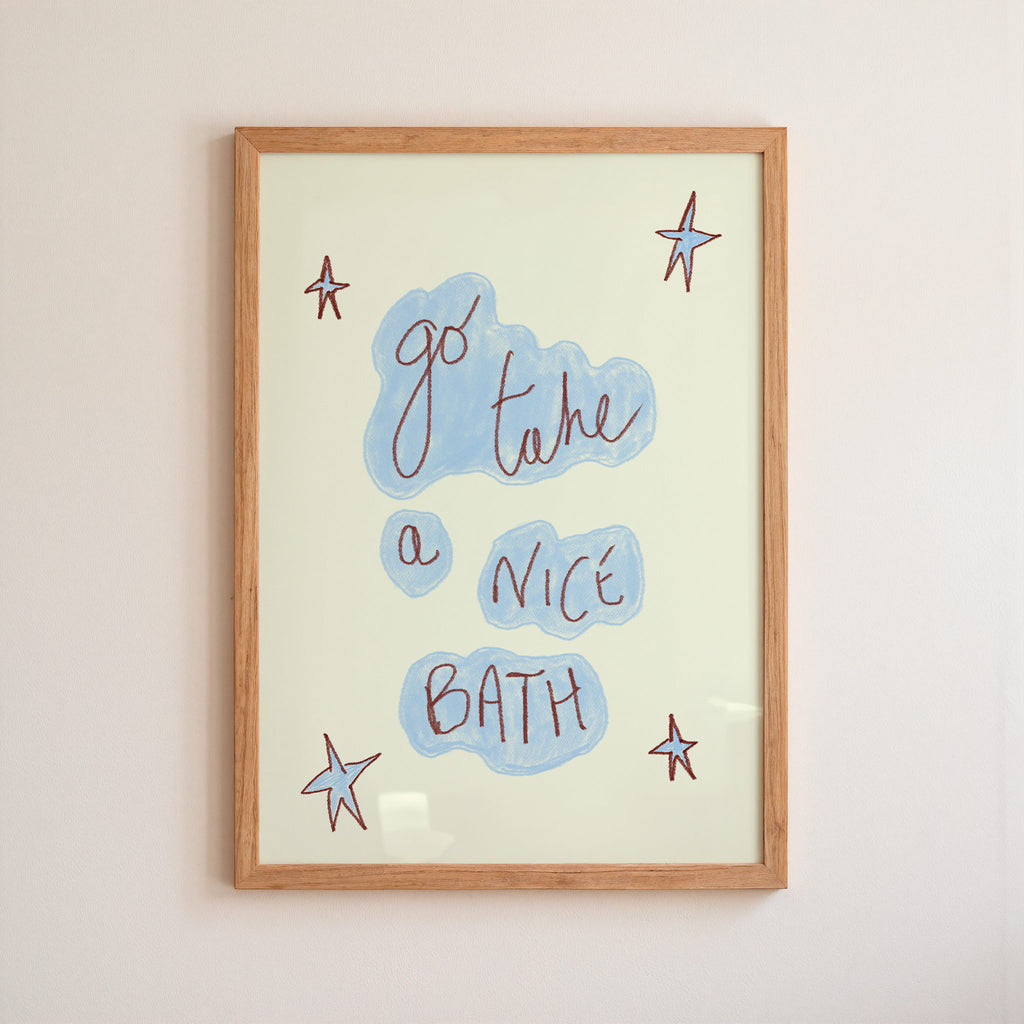 Go Take A Nice Bath Art Print - Pinky Red and Cream