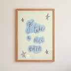 Go Take A Nice Bath Art Print - Pinky Red and Cream