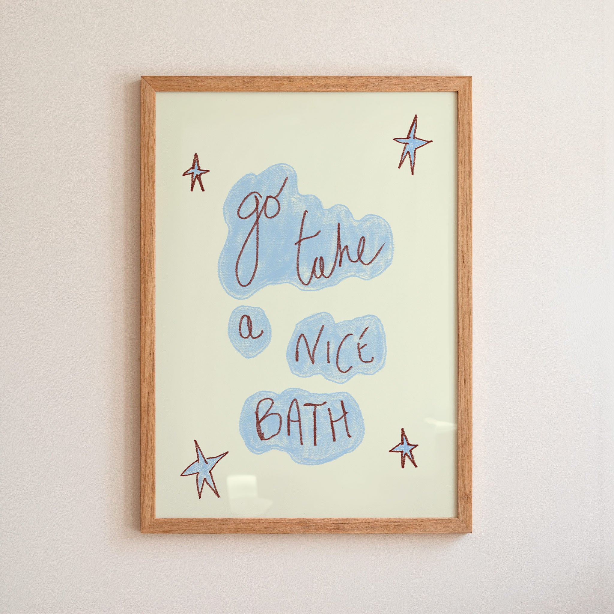 Go Take A Nice Bath Art Print - Pinky Red and Cream