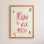 Go Take A Nice Bath Art Print - Pinky Red and Cream