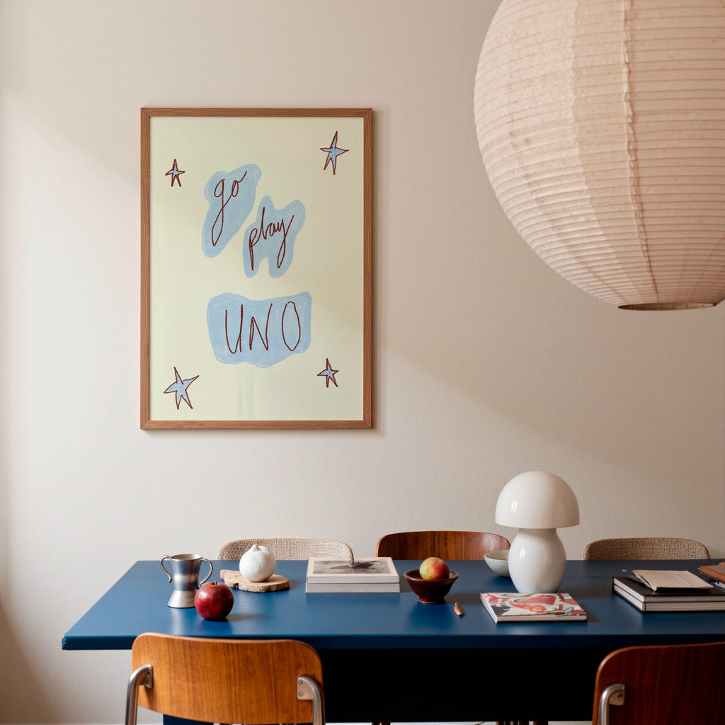 Go Play Uno Art Print - Pinky Red