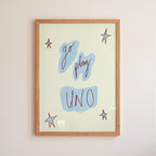 Go Play Uno Art Print - Pinky Red