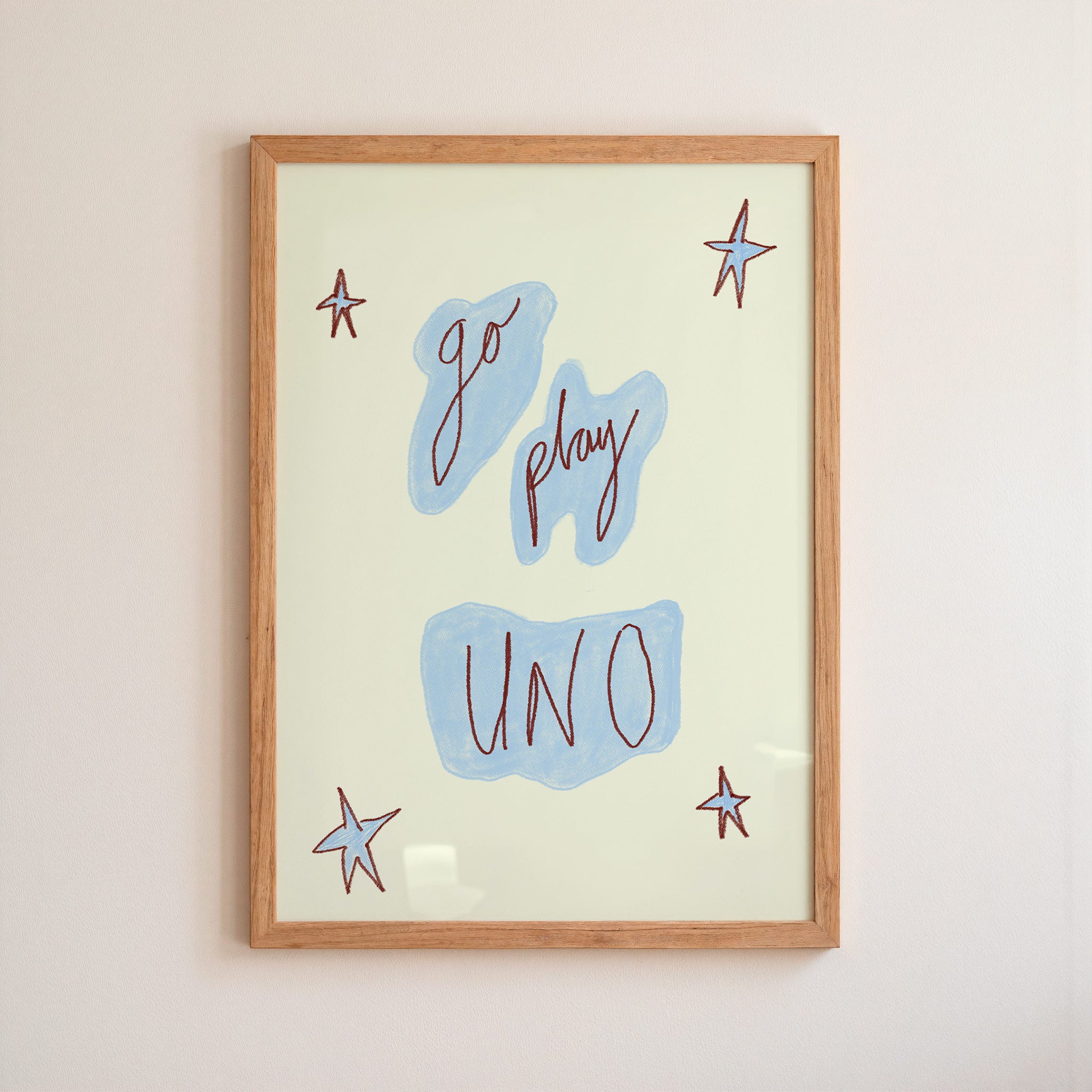 Go Play Uno Art Print - Pinky Red