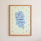 I Just Want to Snuggle with my Cat Art Print - Blue and Deep Purple