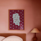 I Just Want to Snuggle with my Cat Art Print - Blue and Deep Purple