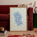 I Just Want to Read My Book in the Sunshine Art Print - Cream and Blue