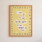Framed motivational quote on a yellow background