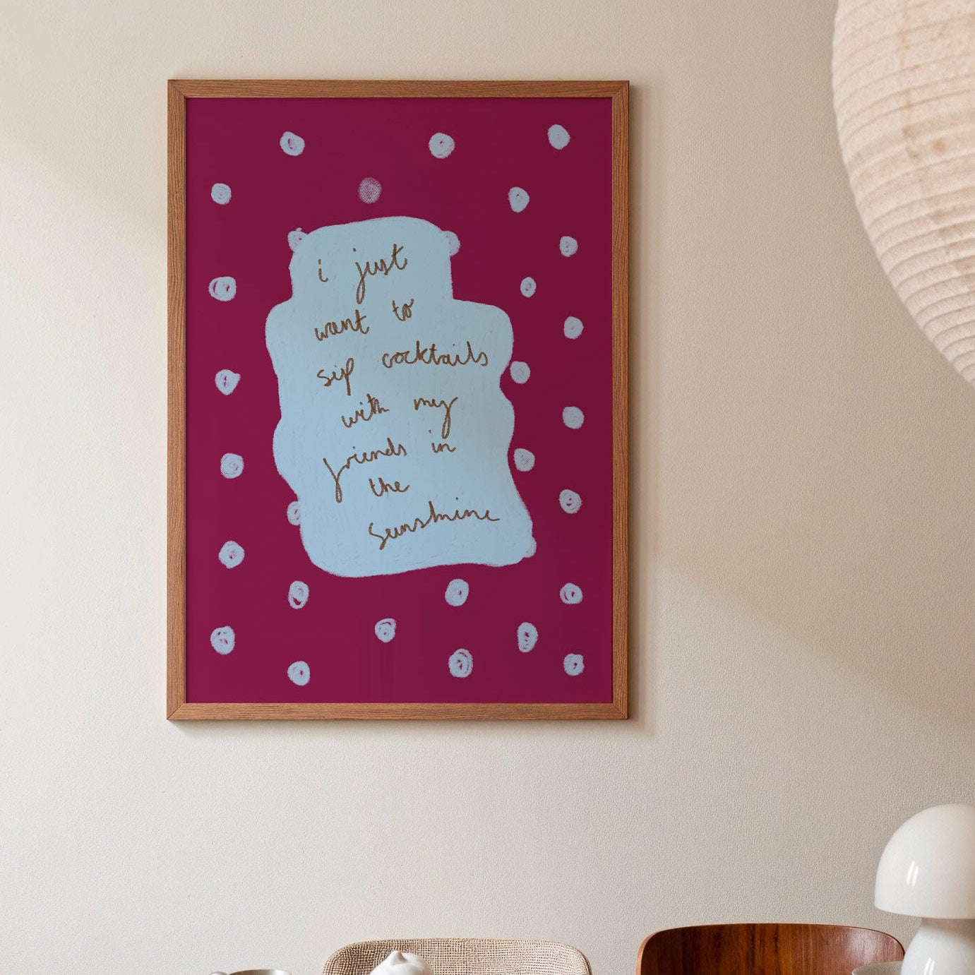 I Just Want to Sip Cocktails With My Friends in the Sunshine Art Print - Deep Purple and Blue