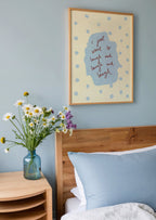I Just Want to Laugh Art Print - Cream and Blue