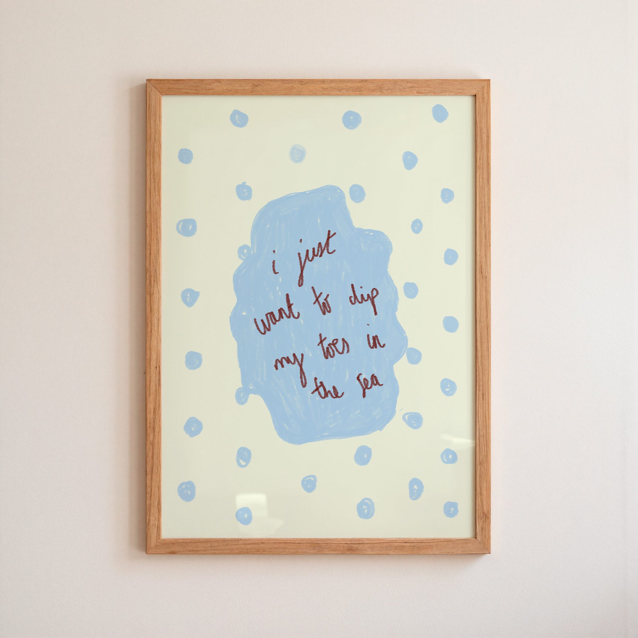 I Just Want To Dip My Toes in the Sea Art Print - Purple and Blue