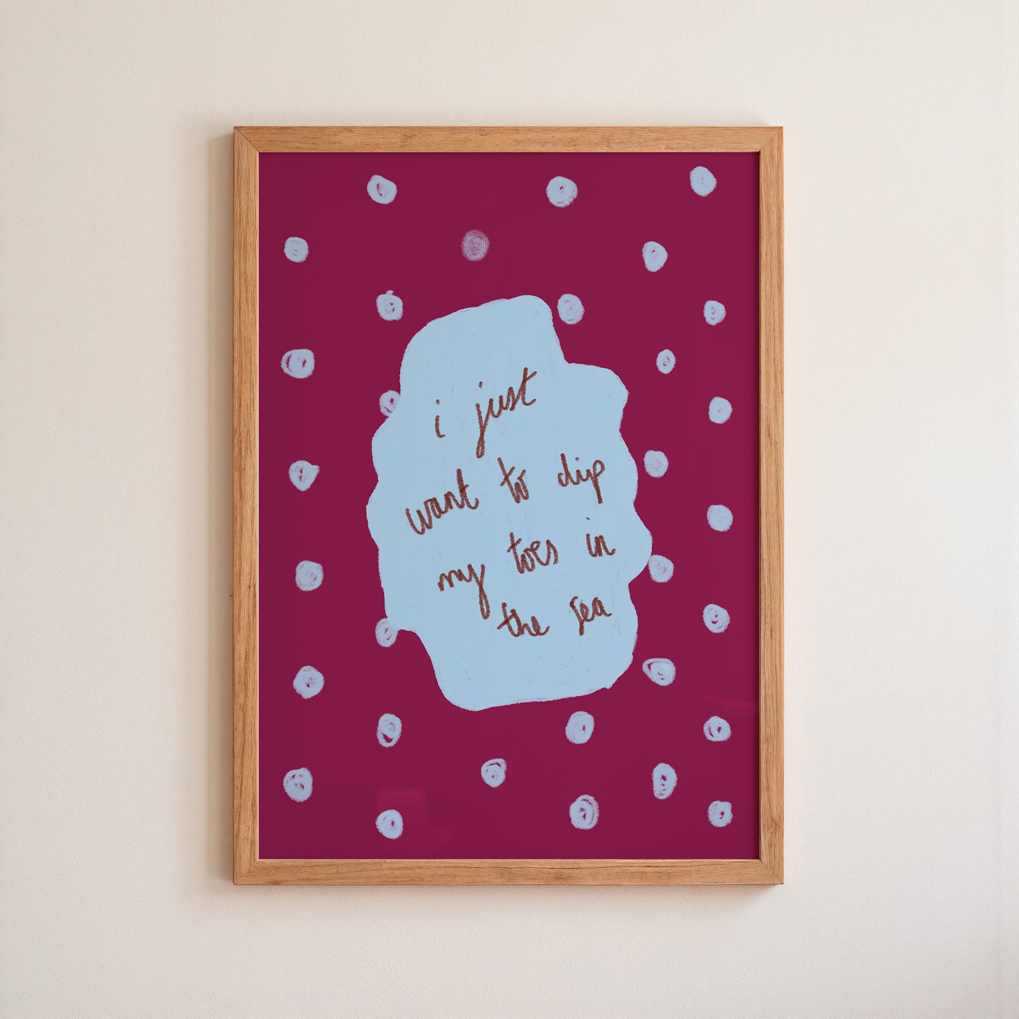 I Just Want To Dip My Toes in the Sea Art Print - Brown and Blue